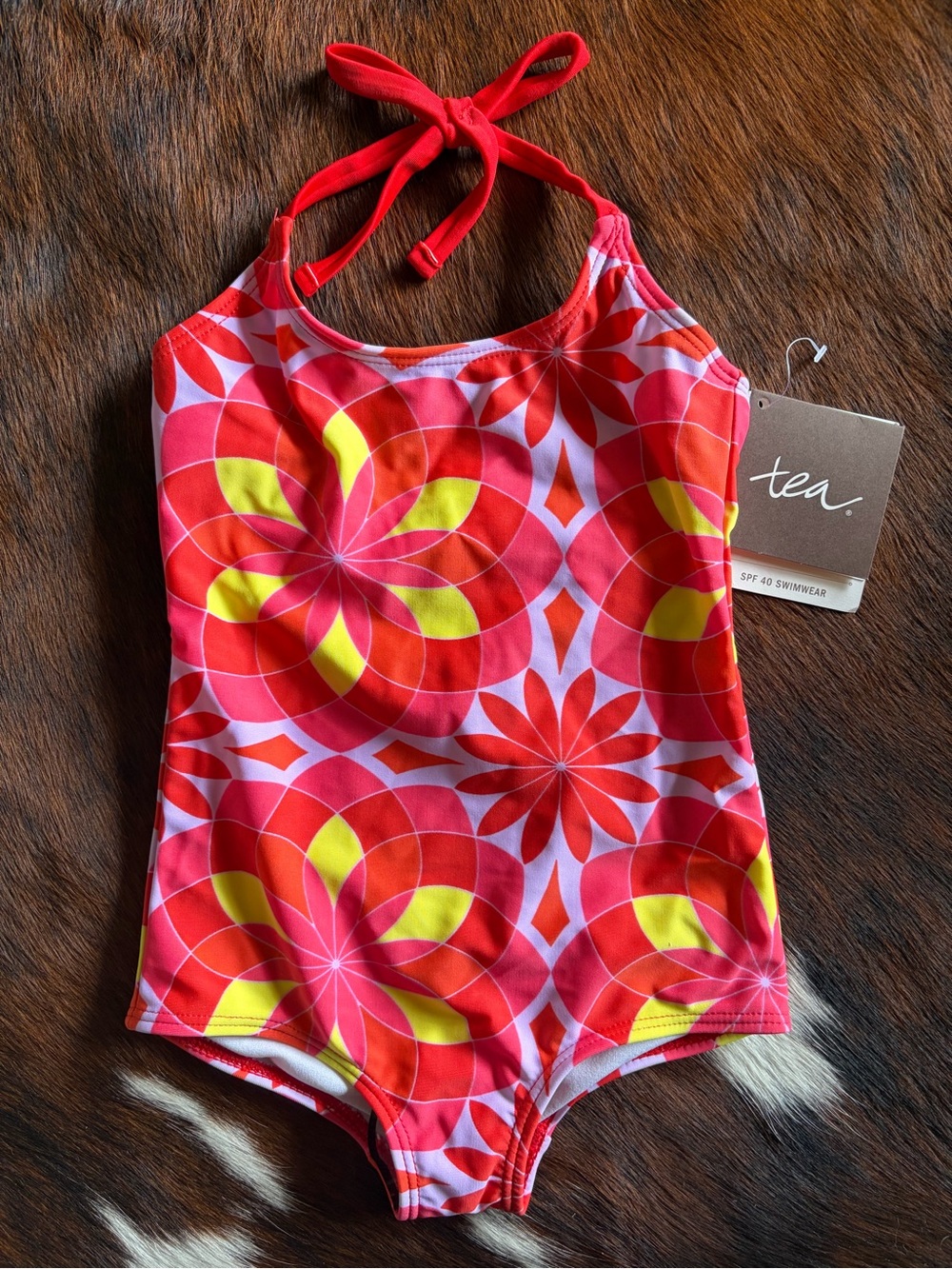 Designer Tea Collection Toddler Girls Halter One Piece swimsuit New Tags Sz 2 2T